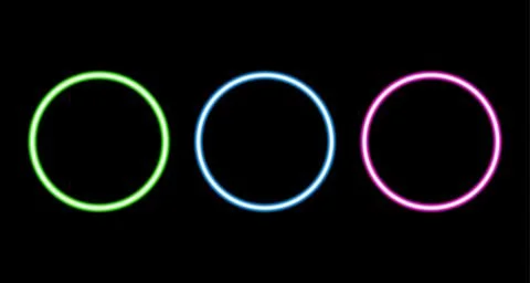 Retro neon circle set isolated on black background Stock-Illustration