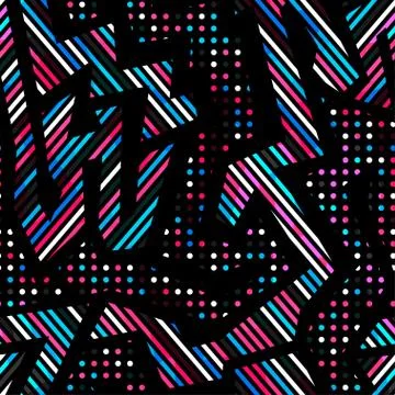 Retro neon geometric seamless pattern Stock Illustration