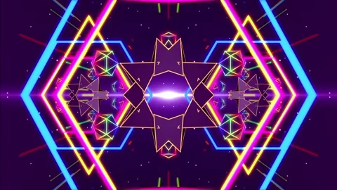 Retro neon geometry dance vj loop Stock Footage 260157936