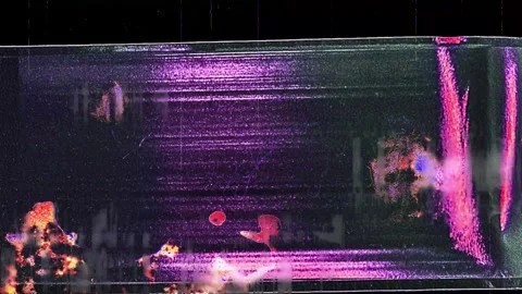 Retro neon glitch frame with vivid magenta and orange light streaks distress Stock Footage 344565289