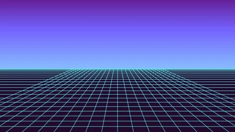 Retro neon horizon grid lines seamless looping background 4K Stock Footage 337118014