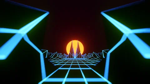 Retro Neon Landscape Loop Stock Footage 280119049