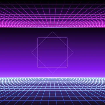 Retro Neon Light Synthwave Sci-fi Background. Vector Stock Illustration