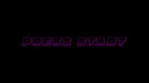 Retro neon Press Start text on black background Stock Footage 306954551