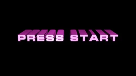 Retro neon Press Start text on black background Stock Footage 308241761