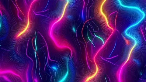 Retro Neon Psychedelic Seamless Loop with Abstract Futuristic Animation Stock Footage 315383238