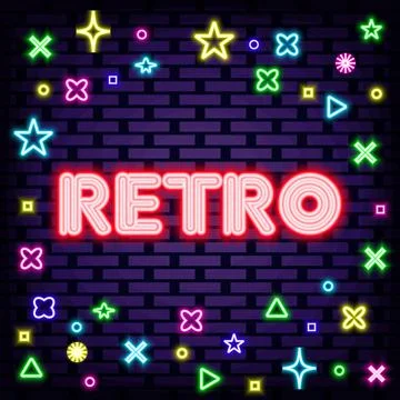 Retro Neon quote. Neon script. Announcement neon signboard. Stock Illustration