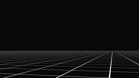 Retro neon simple grid in the dark space, flat surface Stock-Footage 266697131