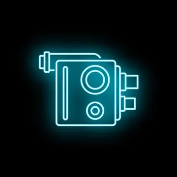Retro neon video camera recording cinema content 스톡 일러스트