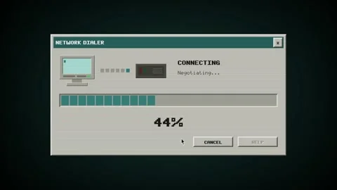 Retro Network Dialer Animation Vintage Computer Interface Connecting Modem Vídeos de archivo 342595088
