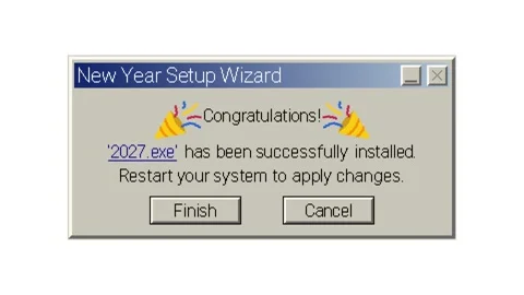 Retro New Year Setup Wizard Installation Animation Stock Footage 347510539