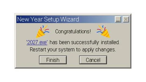 Retro New Year Setup Wizard Installation Dialog Stock Illustration