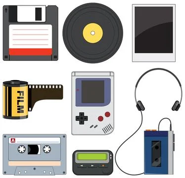 Retro objects and elements set Illustrazione stock
