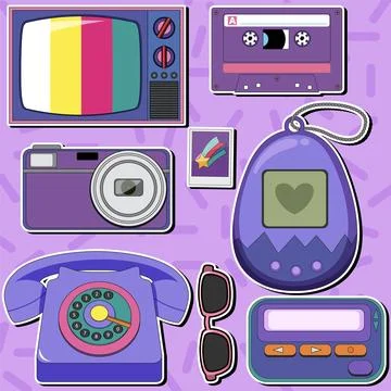 Retro objects and elements set Illustrazione stock