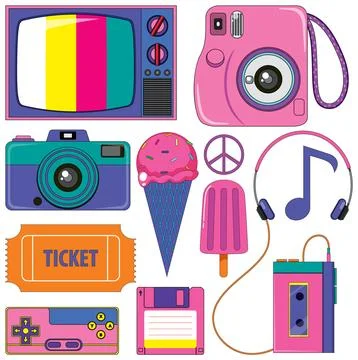 Retro objects and elements set Stockillustratie