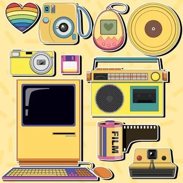 Retro objects and elements set Stock Illustration