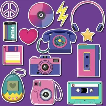 Retro objects and elements set Stockillustratie