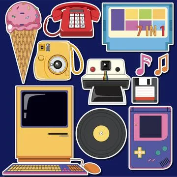 Retro objects and elements set Stockillustratie