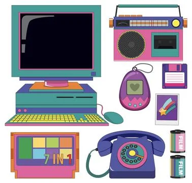 Retro objects and elements set Stockillustratie