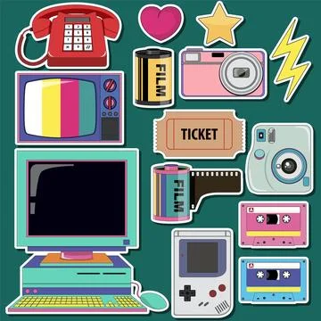 Retro objects and elements set Stock Illustration