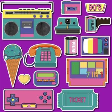 Retro objects and elements set Stock Illustration