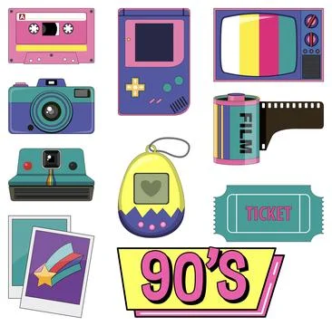 Retro objects and elements set Stockillustratie