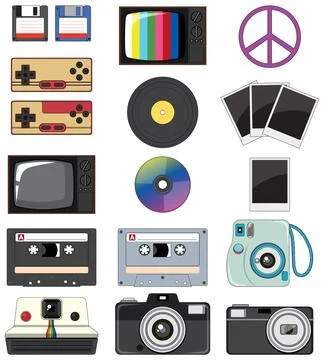 Retro objects and elements set 스톡 일러스트