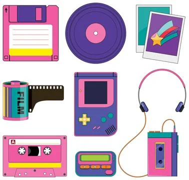 Retro objects and elements set Illustrazione stock