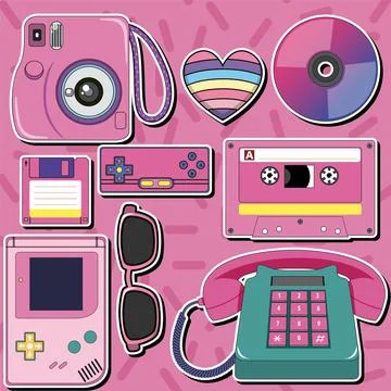 Retro objects and elements set Stock Illustration