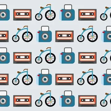 Retro objects pattern. Vector Stock Illustration