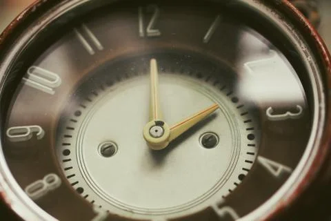 Retro old brown clock Stock Photos