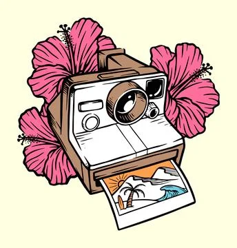 Retro old camera vector illustration hand drawn Stock Illustration