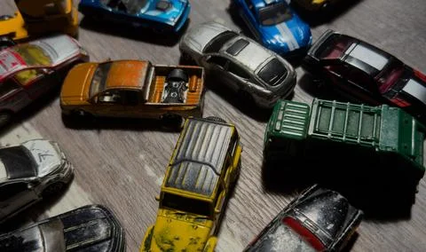 Retro old car models on the flor Stock Photos