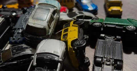 Retro old car models on the flor Stock Photos