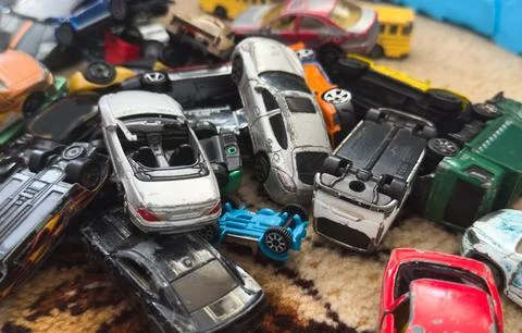 Retro old car models on the flor Stock Photos