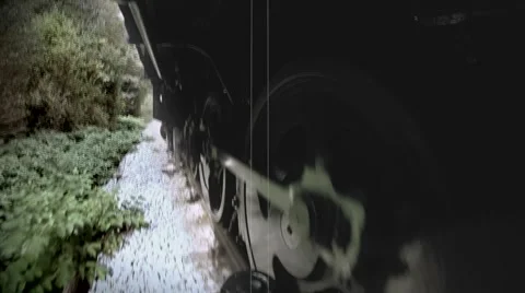 Retro old fashioned background of steam engine locomotive Stock-Footage 43618324