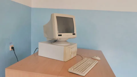 Retro Old Fashioned Personal Computer  Stock Footage 126064220