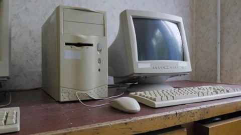 Retro Old Fashioned Personal Computers With Crt Monitors Stock Footage 311200123