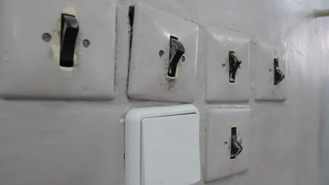 Retro Old Light Switches Stock Footage 309212626