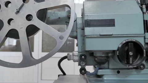 Retro Old Rolling 16Mm Projector Video stock 157994464