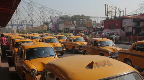 Retro old taxi side view India Video stock 24728067