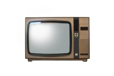Retro old television from 80s isolated on white background. Stock Photos