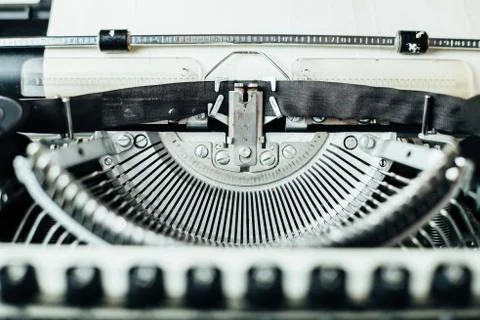 Retro old typewriter with paper sheet Stock Photos