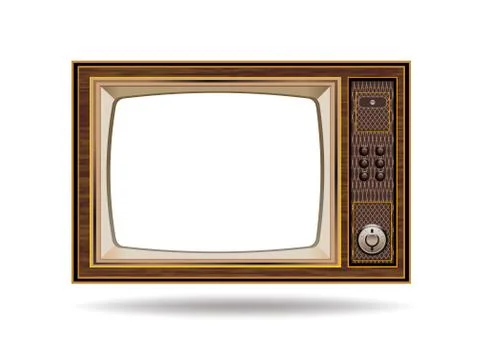 Retro old vintage television on white background Stock Illustration