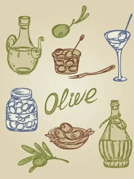 Retro olive icons Stock Illustration