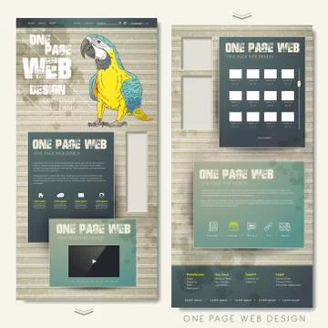 Retro one page website template design Stock Illustration