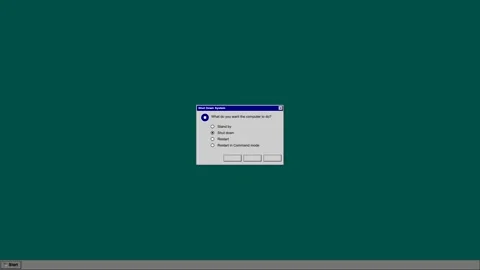 Retro operating system interface window on teal background Stock Footage 346806007