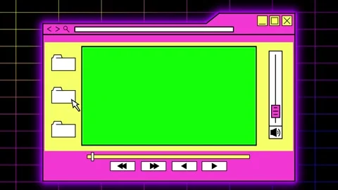 Retro operating system media player animation with green screen window Stock Footage 337103276