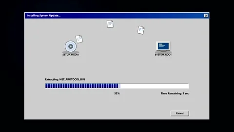 Retro operating system software installation progress bar screen Stock Footage 346539731