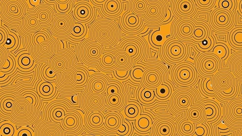 Retro Orange and Black Overlapping Concentric Circles Loop Stock-Footage 336098110